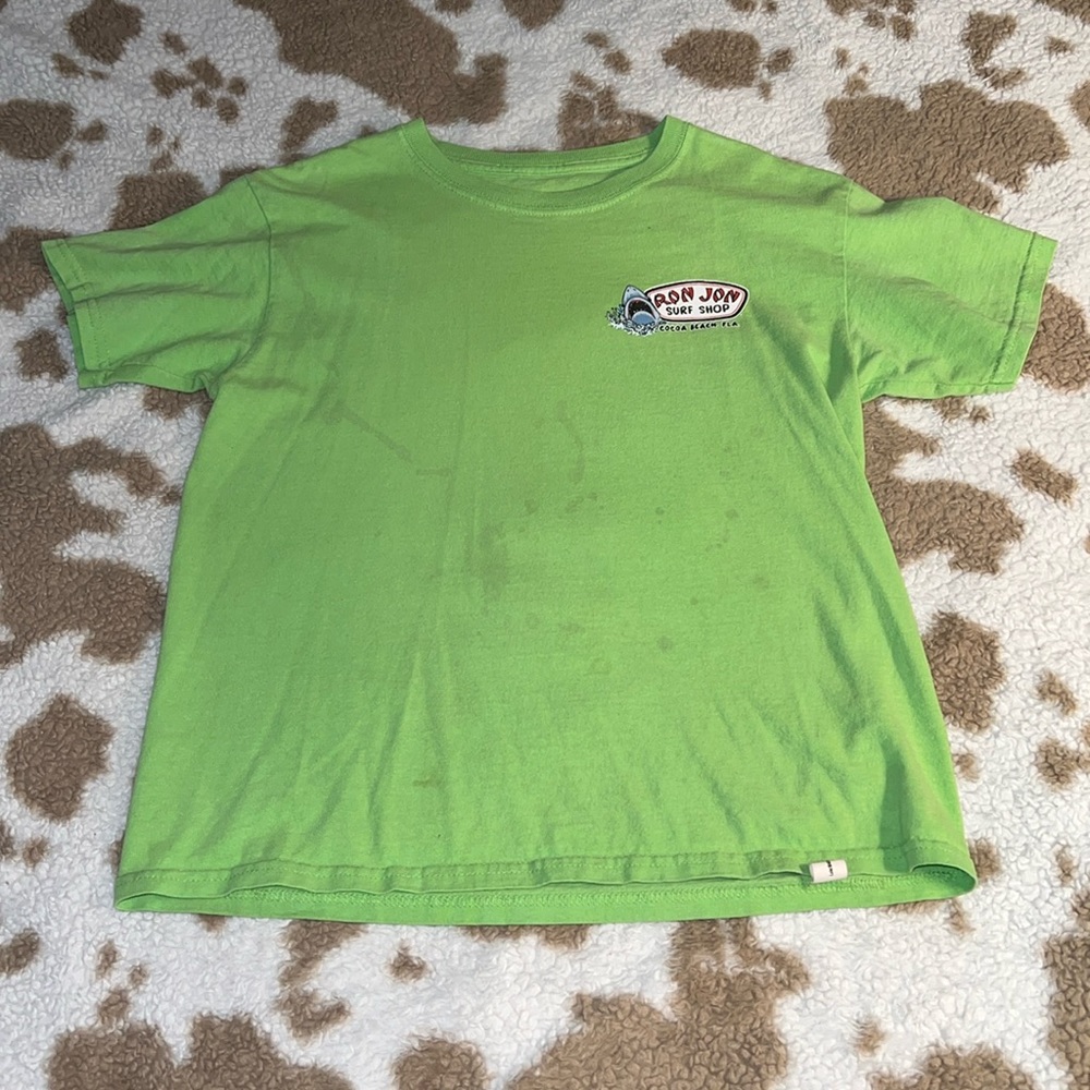 Lime green, Ron John surf shop, tee-shirt, boy’s medium